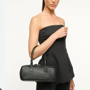 STAUD The Dude Zip Leather Shoulder Bag in Black, NWT